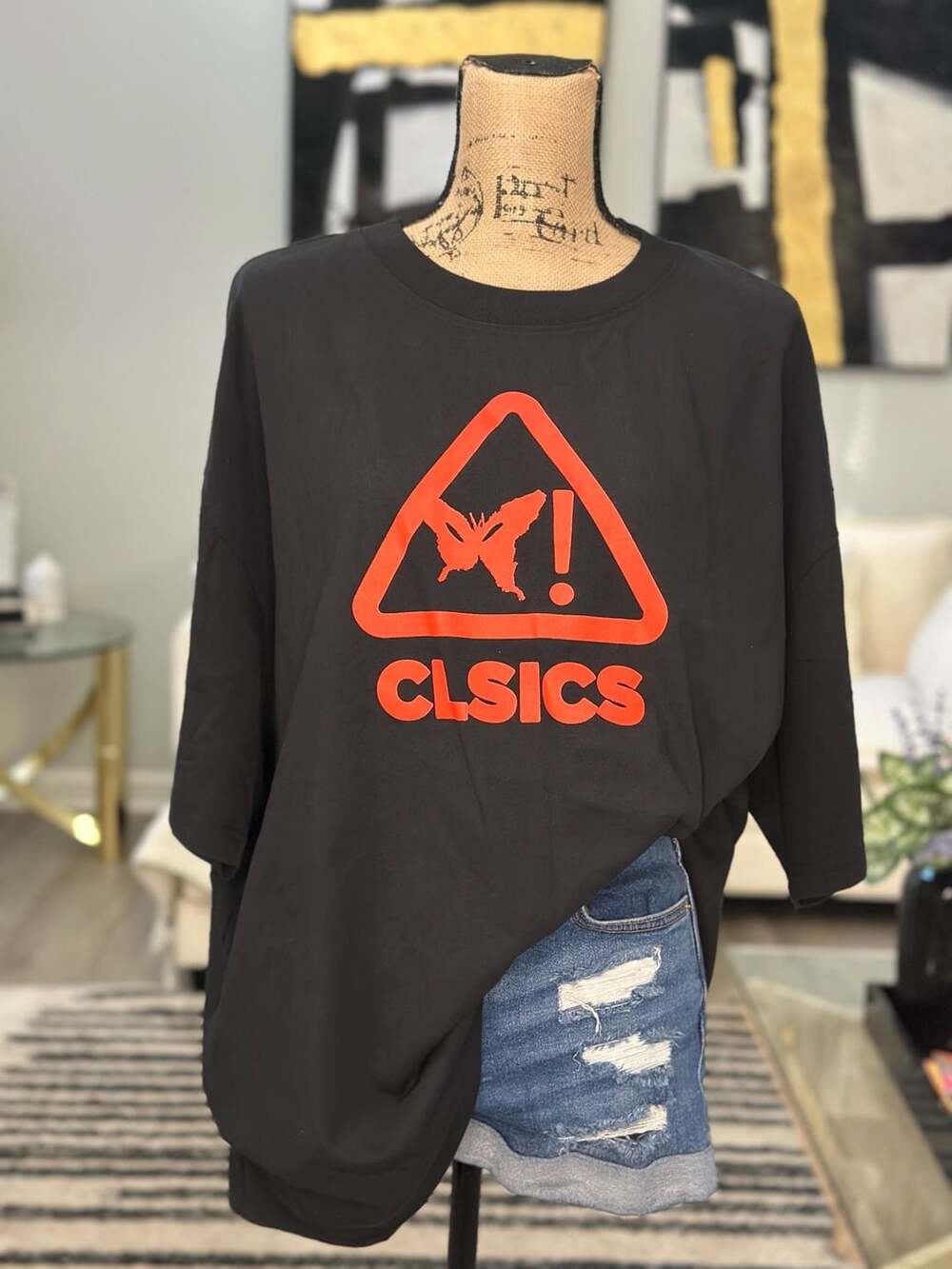 Clsics Universe Black Oversized Graphic T-Shirt XXL